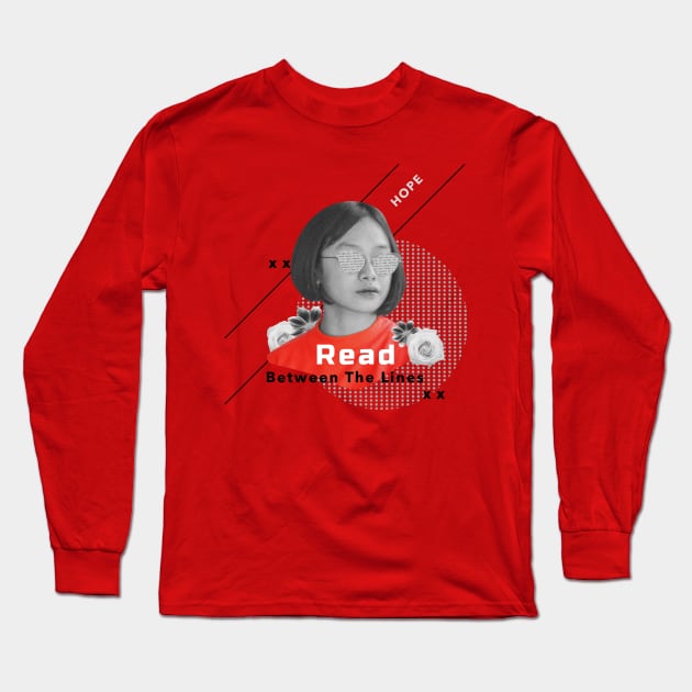 Surreal Woman Read Between the Lines Hidden Message Long Sleeve T-Shirt by Ken Adams Store